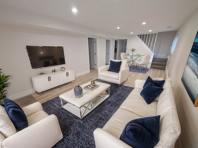 living room featuring light hardwood / wood-style flooring