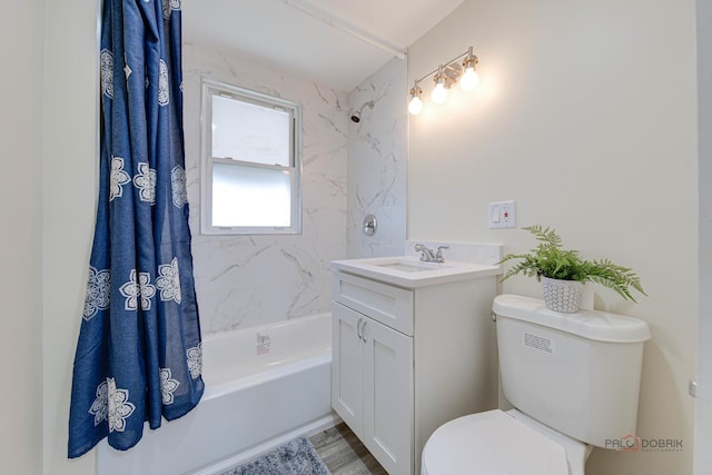 7345 S Washtenaw Ave, Chicago, IL 60629 - full bathroom featuring toilet, shower / bathtub combination with curtain, and vanity