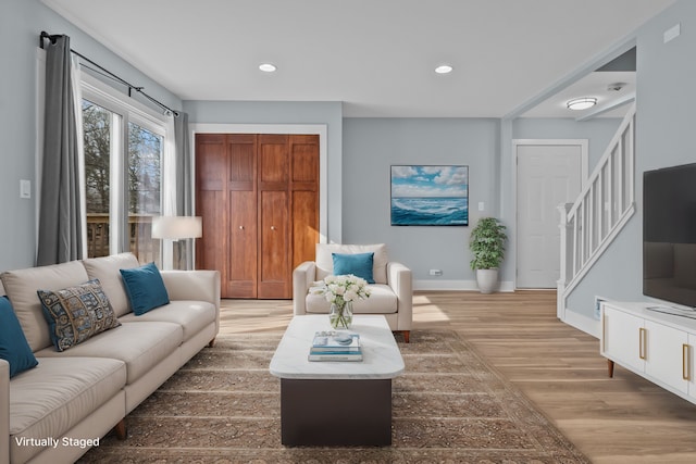 living room featuring wood-type flooring