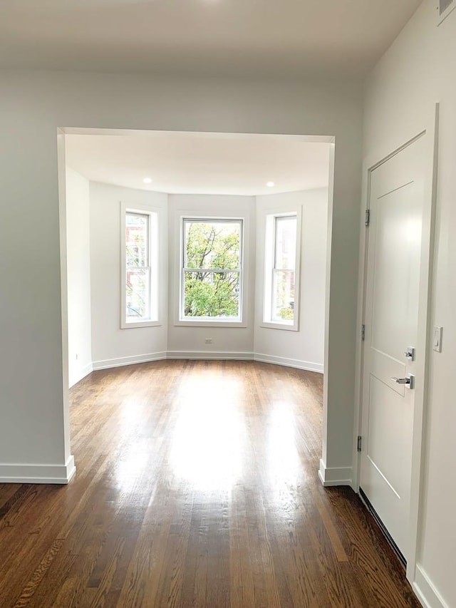 empty room with dark wood-type flooring