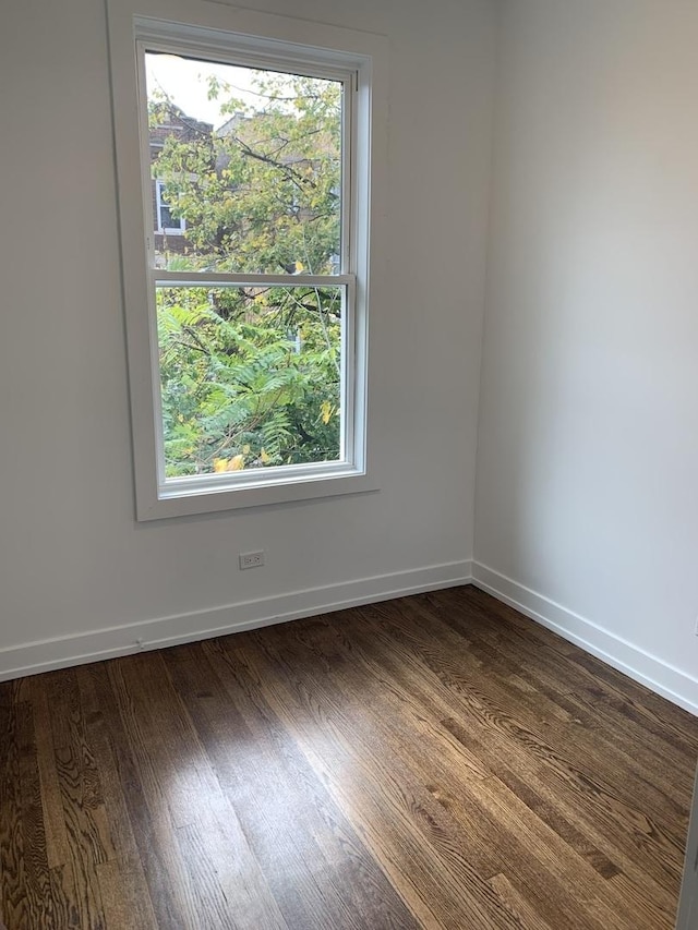 empty room featuring dark hardwood / wood-style flooring