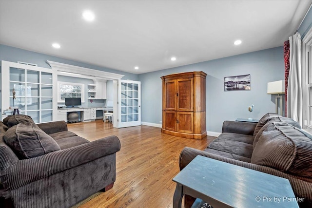 living room featuring light hardwood / wood-style flooring