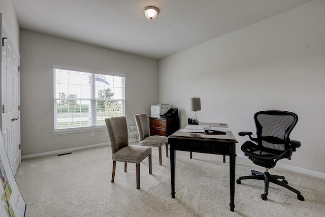 office featuring light colored carpet