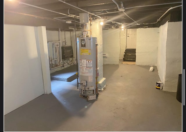 basement featuring water heater