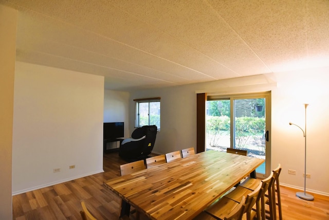 dining area with hardwood / wood-style flooring