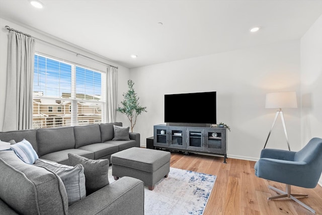 living room featuring light hardwood / wood-style flooring