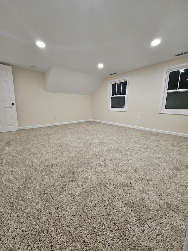 basement featuring carpet flooring