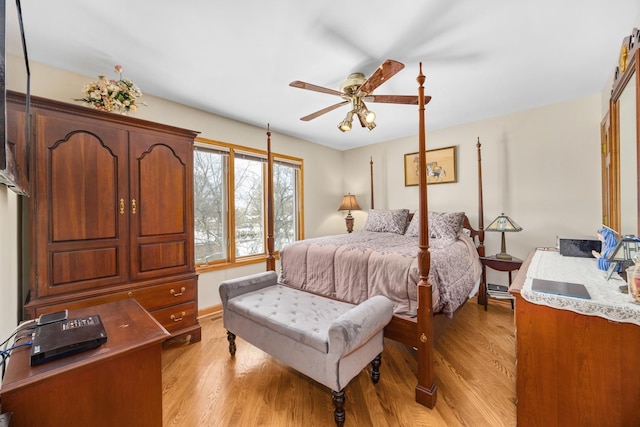 bedroom with light hardwood / wood-style flooring