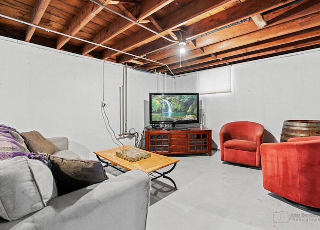 living room with concrete flooring