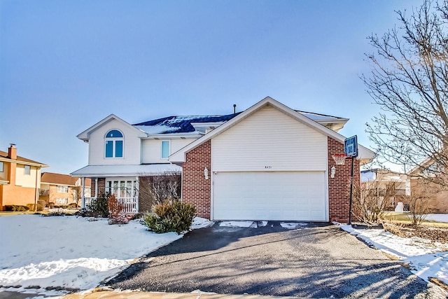 view of front property with a garage