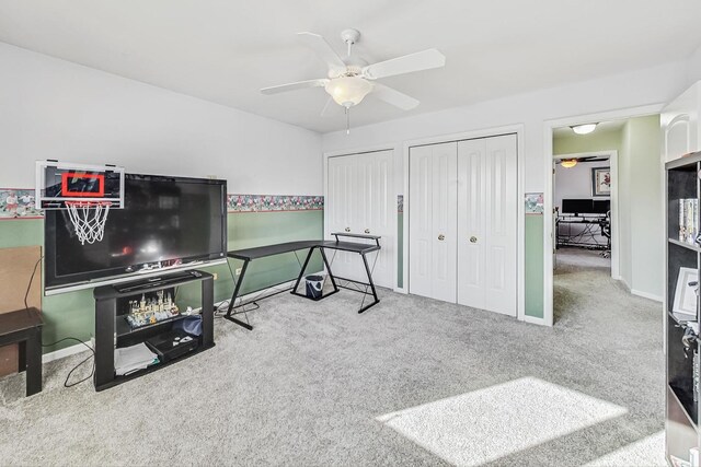 8431 Nielsen Dr, Tinley Park, IL 60487 - recreation room with carpet and ceiling fan