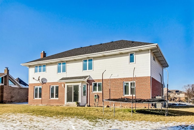 8431 Nielsen Dr, Tinley Park, IL 60487 - rear view of property with a trampoline and a yard