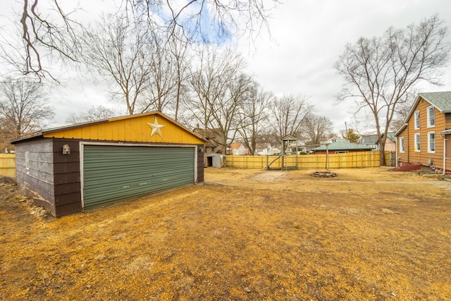 view of yard featuring a garage