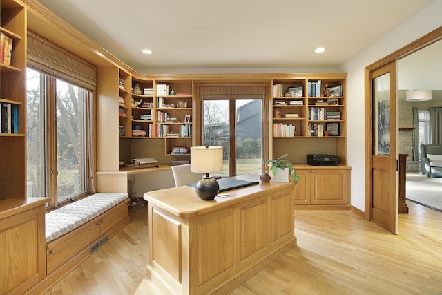 office space featuring light hardwood / wood-style flooring