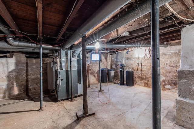 basement with heating unit