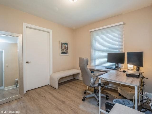 office area featuring wood finished floors