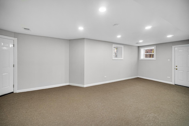 basement with carpet