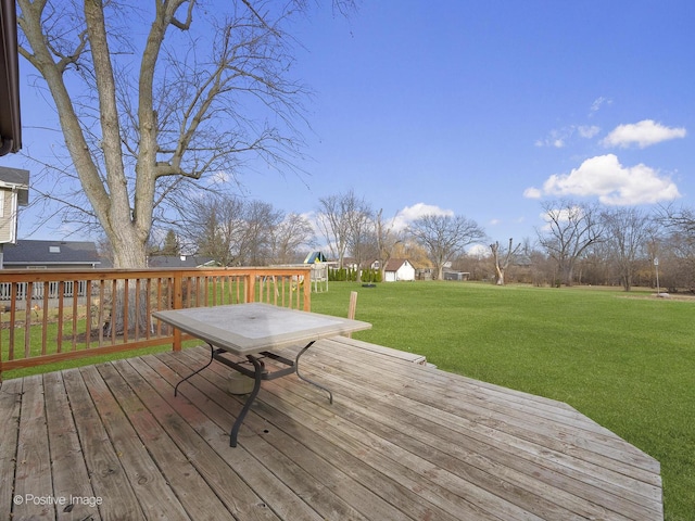 deck with a lawn