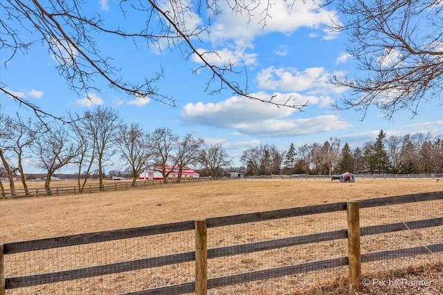 view of yard with a rural view