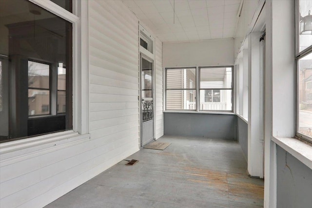 view of unfurnished sunroom