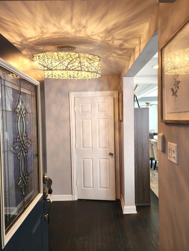 foyer entrance with hardwood / wood-style flooring