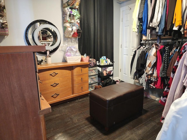 walk in closet featuring dark hardwood / wood-style floors