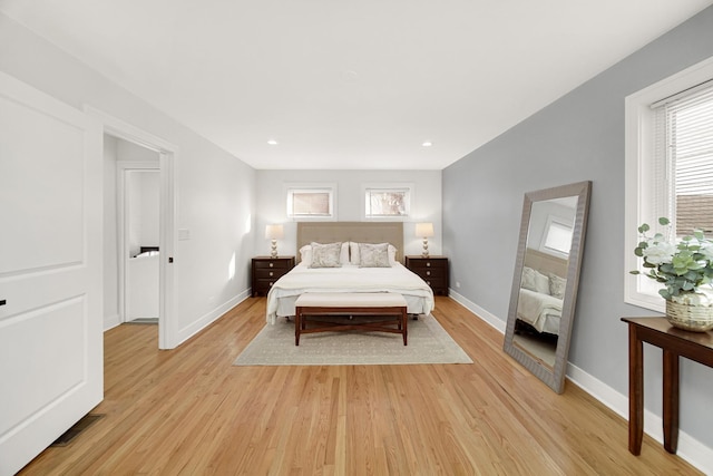 bedroom featuring light hardwood / wood-style flooring