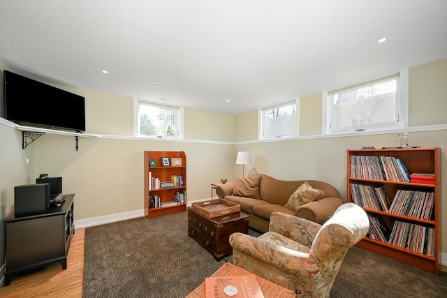 living room with wood-type flooring