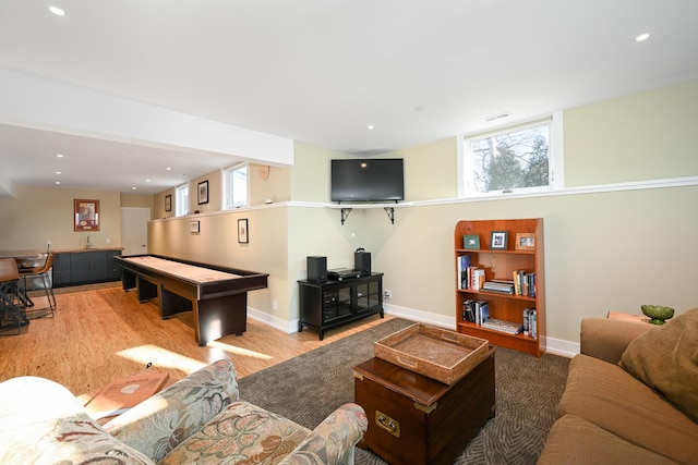 playroom with light wood-type flooring