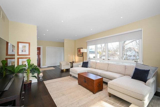 living room featuring light hardwood / wood-style flooring