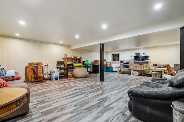 interior space with light hardwood / wood-style floors