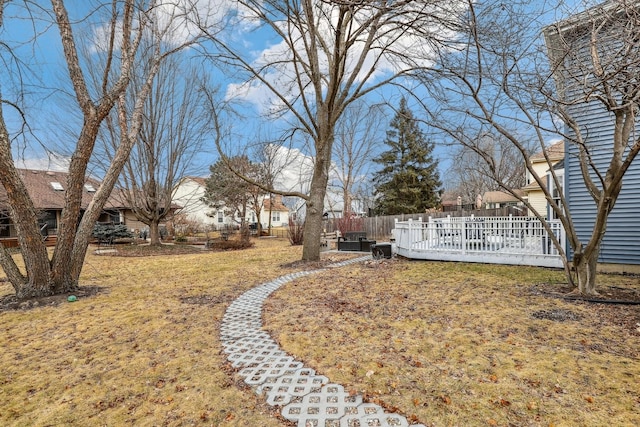 view of yard featuring a deck