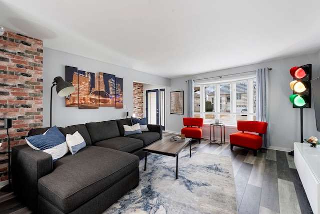 living room with hardwood / wood-style flooring