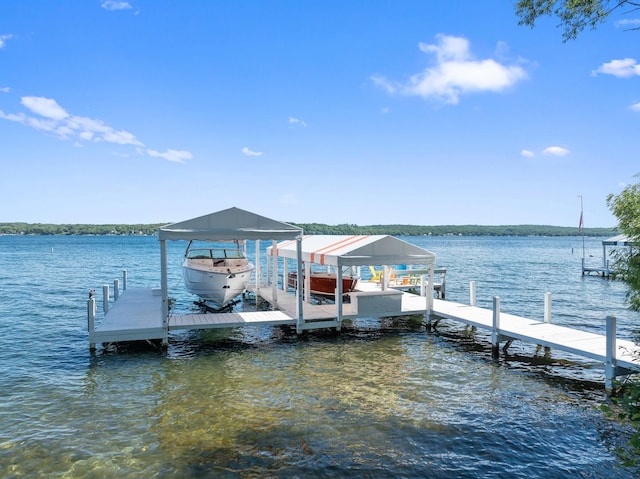 dock area featuring a water view