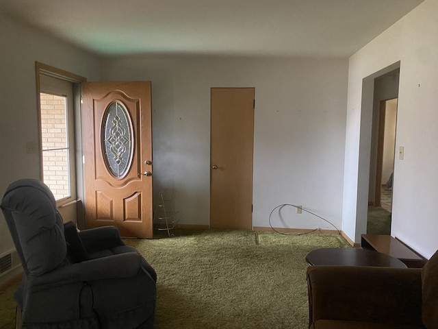 living room with carpet floors