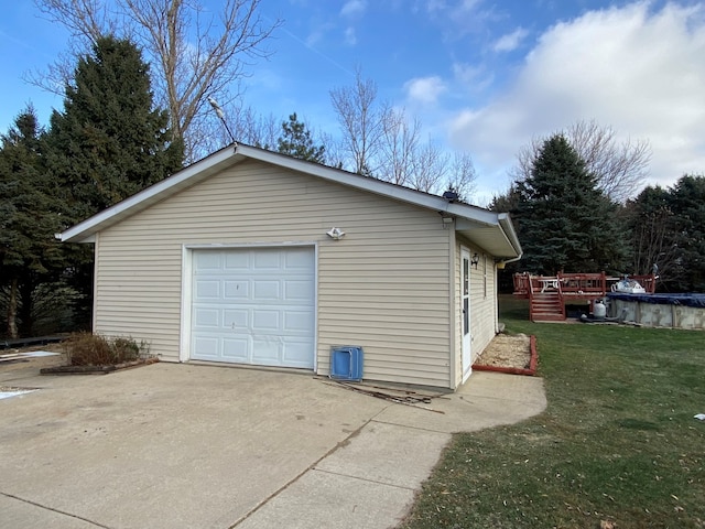 garage with a yard