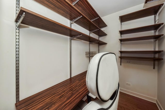 bathroom with hardwood / wood-style floors