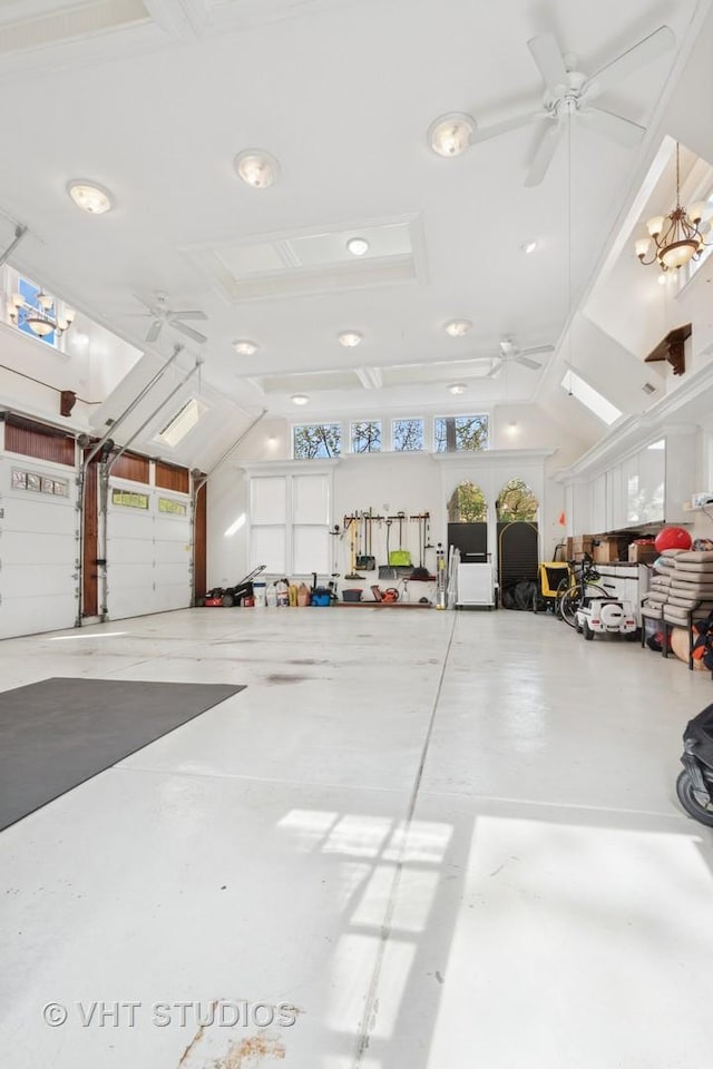 2645 Prairie Ave, Evanston, IL 60201 - garage featuring a ceiling fan and recessed lighting