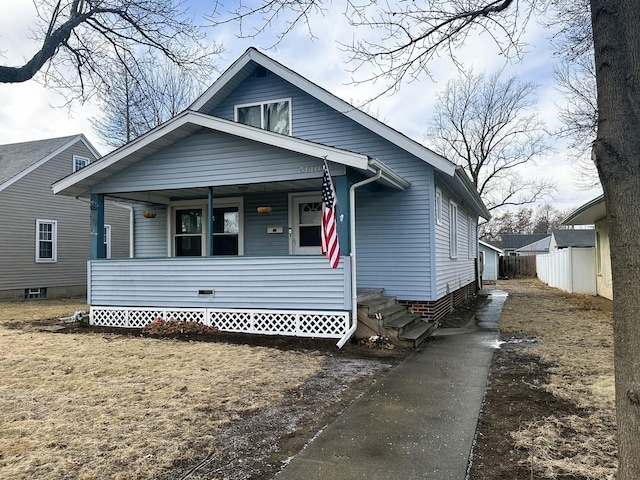 bungalow featuring a porch