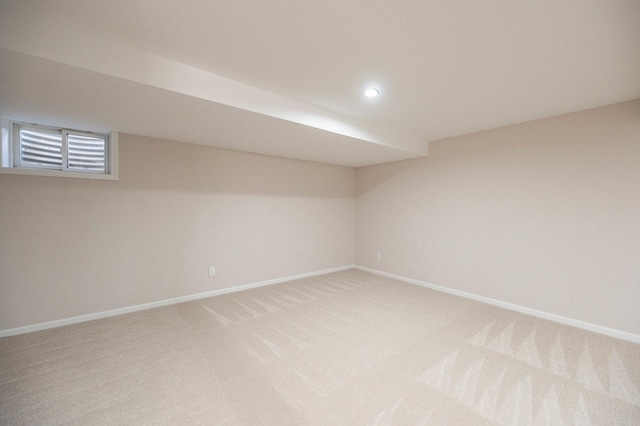 basement with carpet floors