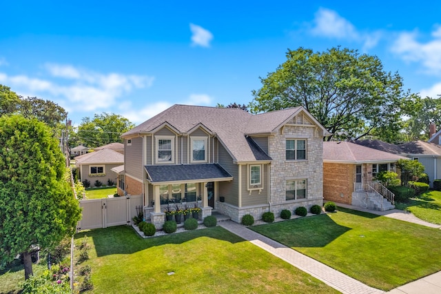 craftsman-style house featuring a front yard