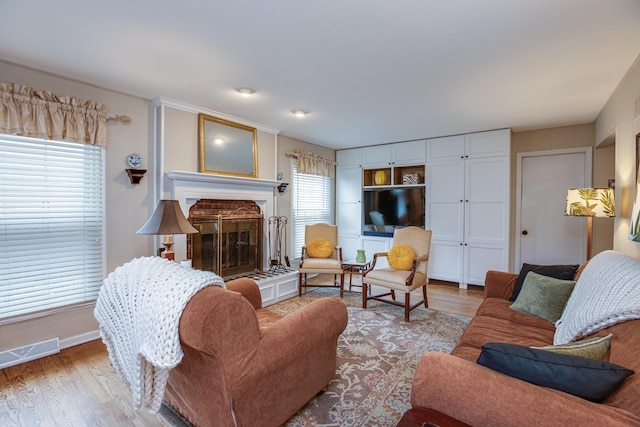 living room featuring light hardwood / wood-style flooring