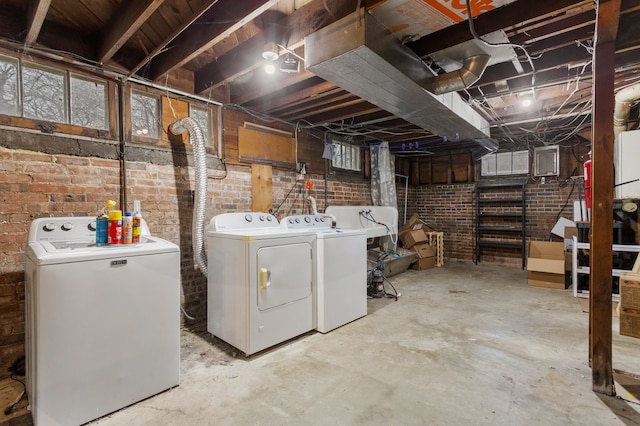 below grade area with independent washer and dryer