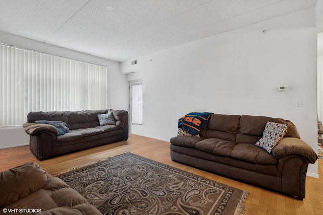 living room with hardwood / wood-style floors