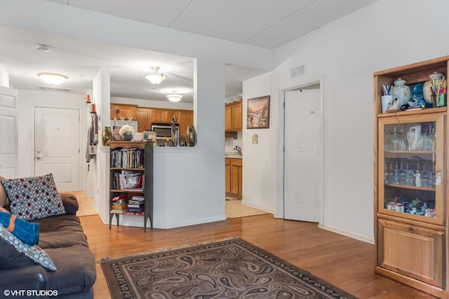 living room featuring light hardwood / wood-style flooring