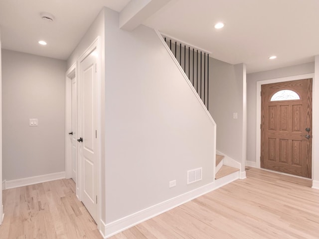 6310 Hilly Way, Cary, IL 60013 - foyer featuring light wood finished floors, stairway, and recessed lighting