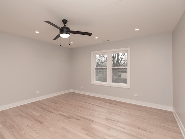 6310 Hilly Way, Cary, IL 60013 - unfurnished room with light wood finished floors, ceiling fan, and recessed lighting
