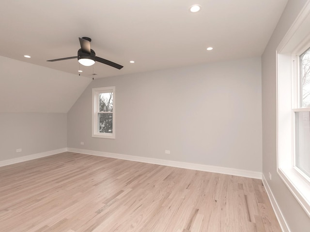 6310 Hilly Way, Cary, IL 60013 - additional living space with light wood-style flooring, recessed lighting, ceiling fan, and lofted ceiling