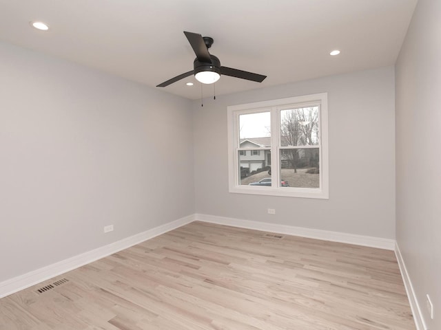 6310 Hilly Way, Cary, IL 60013 - unfurnished room with light wood-style flooring, a ceiling fan, and recessed lighting
