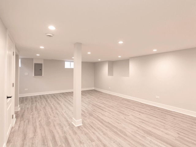 6310 Hilly Way, Cary, IL 60013 - basement with electric panel, light wood-type flooring, and recessed lighting